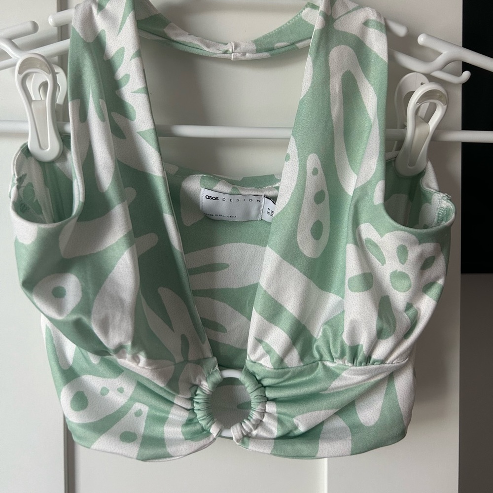 ASOS Green Patterned Halter Top